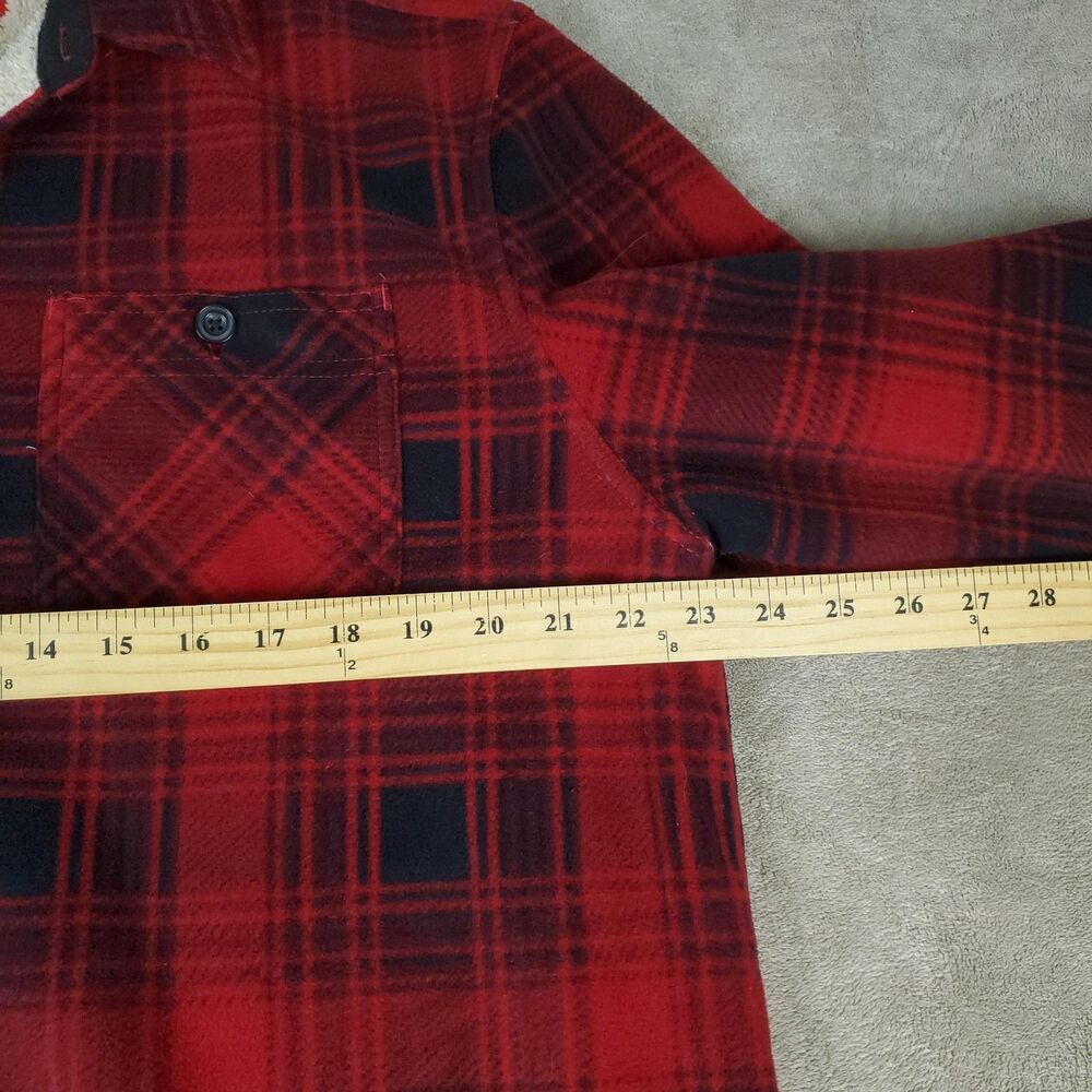 Coleman Sherpa Lined Fleece Jacket Shirt Mens Large Red Plaid Button Up Outdoor - Picture 5 of 11